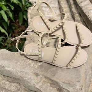 Authentic Nicole Miller Beige Studded Sandals